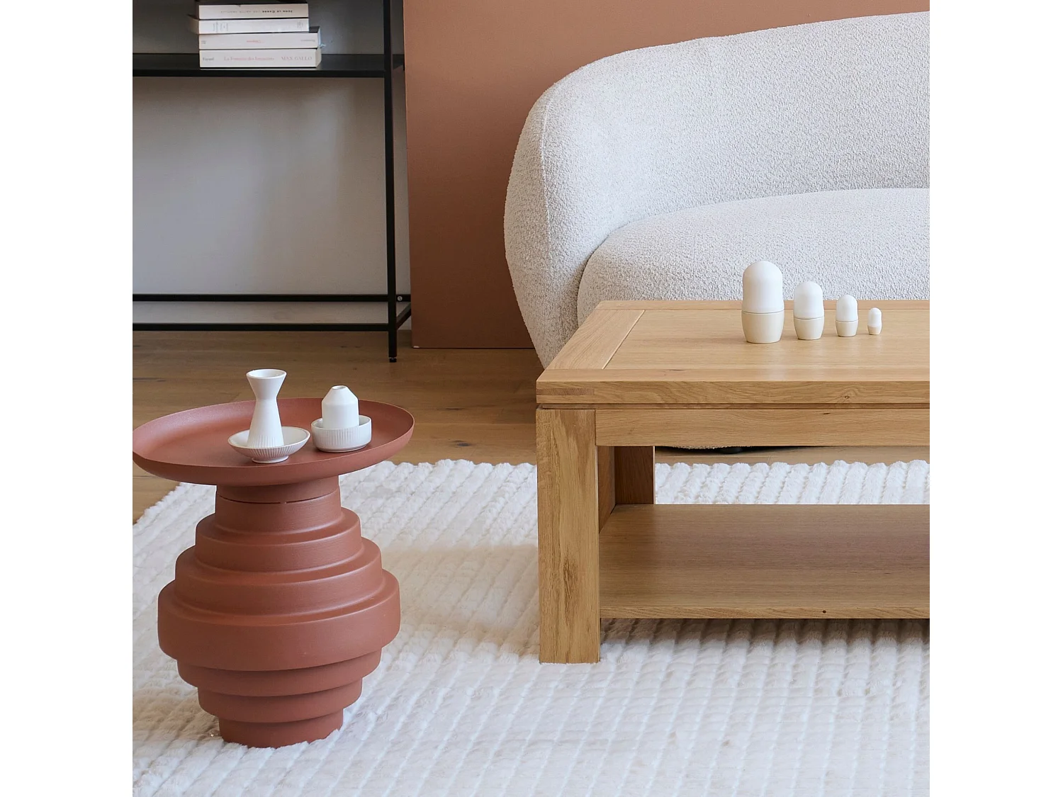 Table basse moderne bois chêne clair massif - BOSTON