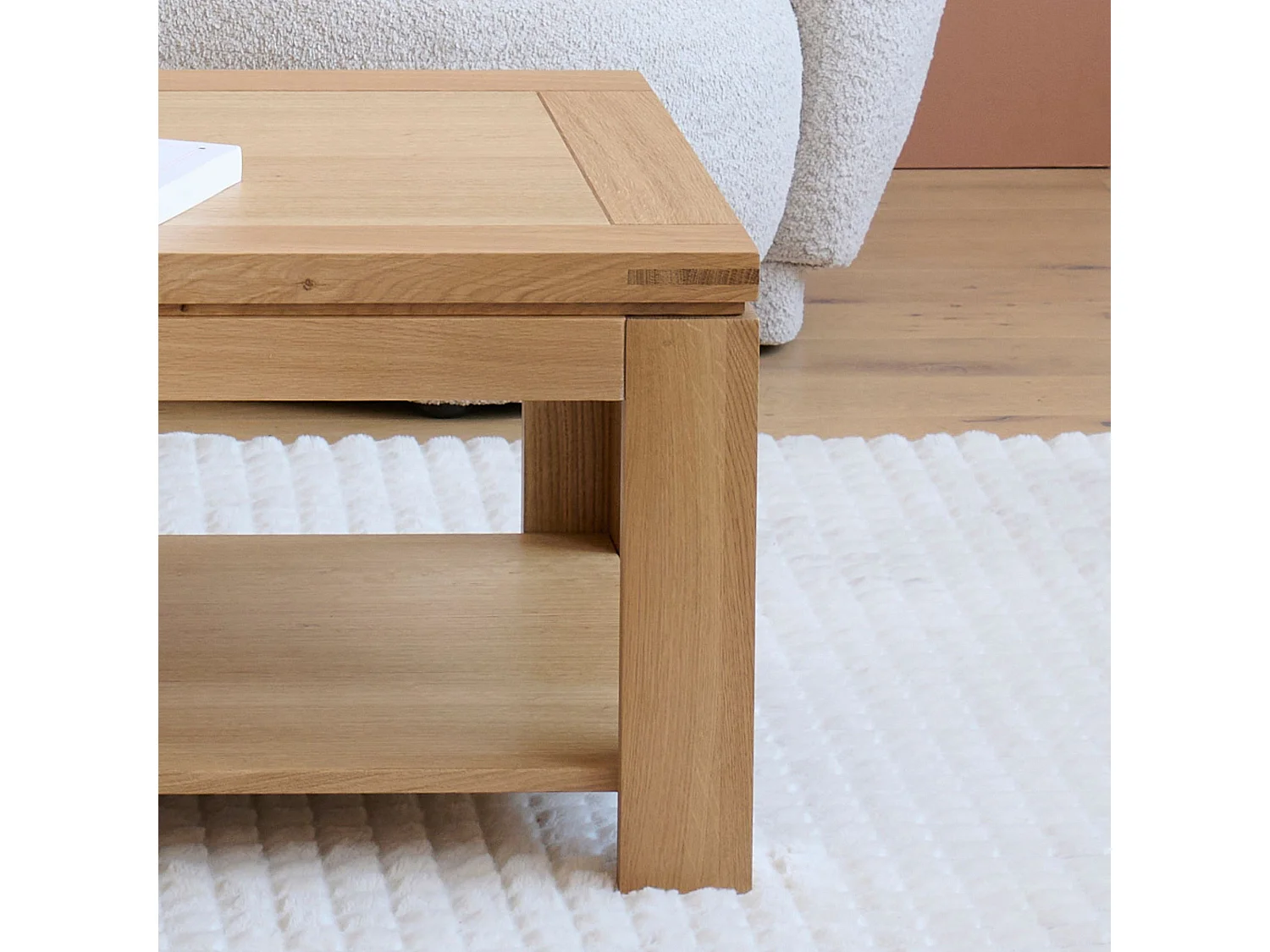 Table basse moderne bois chêne clair massif - BOSTON