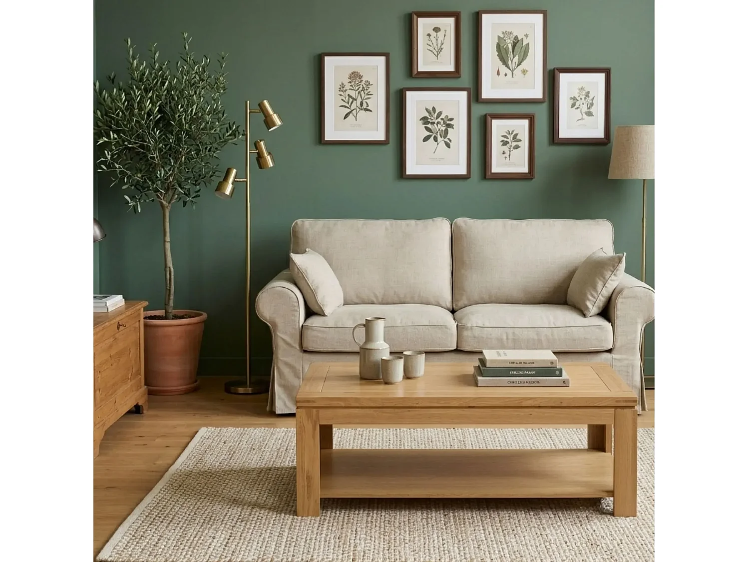 Table basse moderne bois chêne clair massif - BOSTON