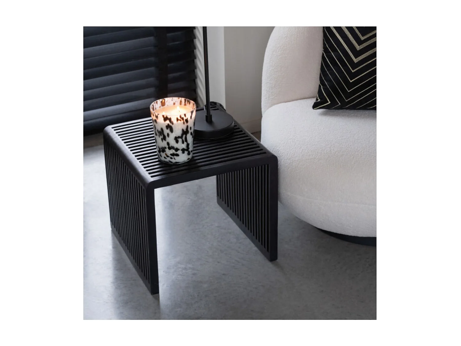 Lot de 2 Tables Basses en Bois "Teck" 50cm Noir