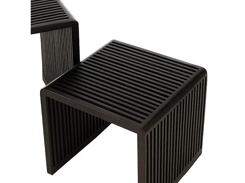 Lot de 2 Tables Basses en Bois "Teck" 50cm Noir