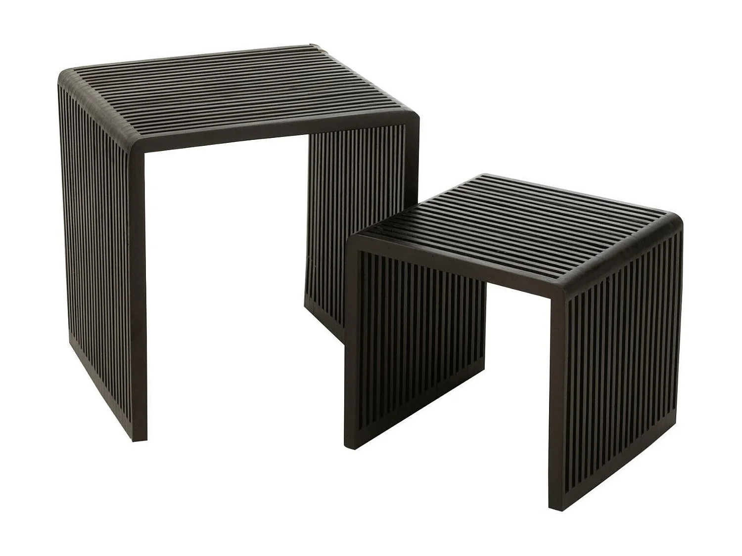 Lot de 2 Tables Basses en Bois "Teck" 50cm Noir