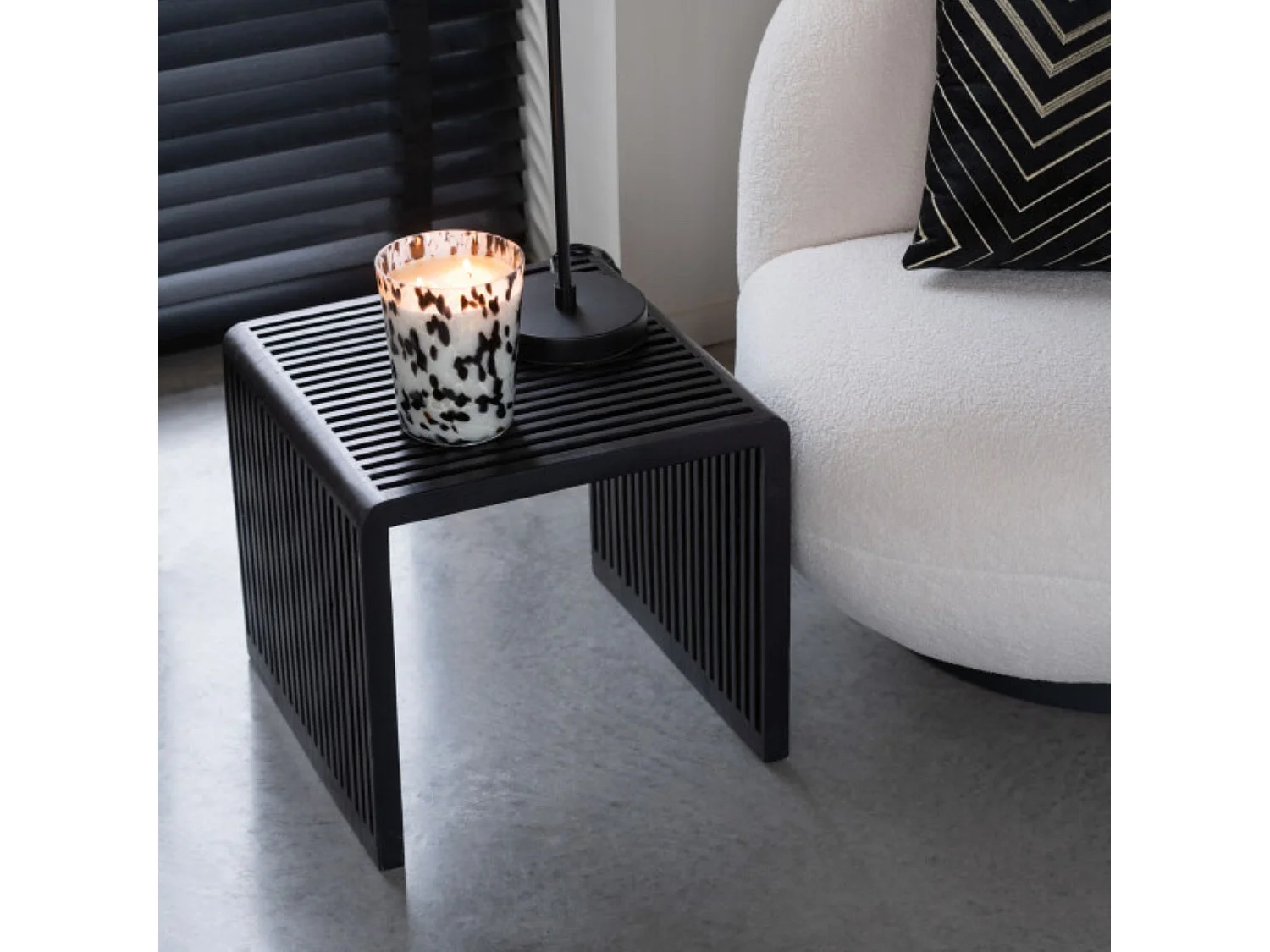 Lot de 2 Tables Basses en Bois "Teck" 50cm Noir