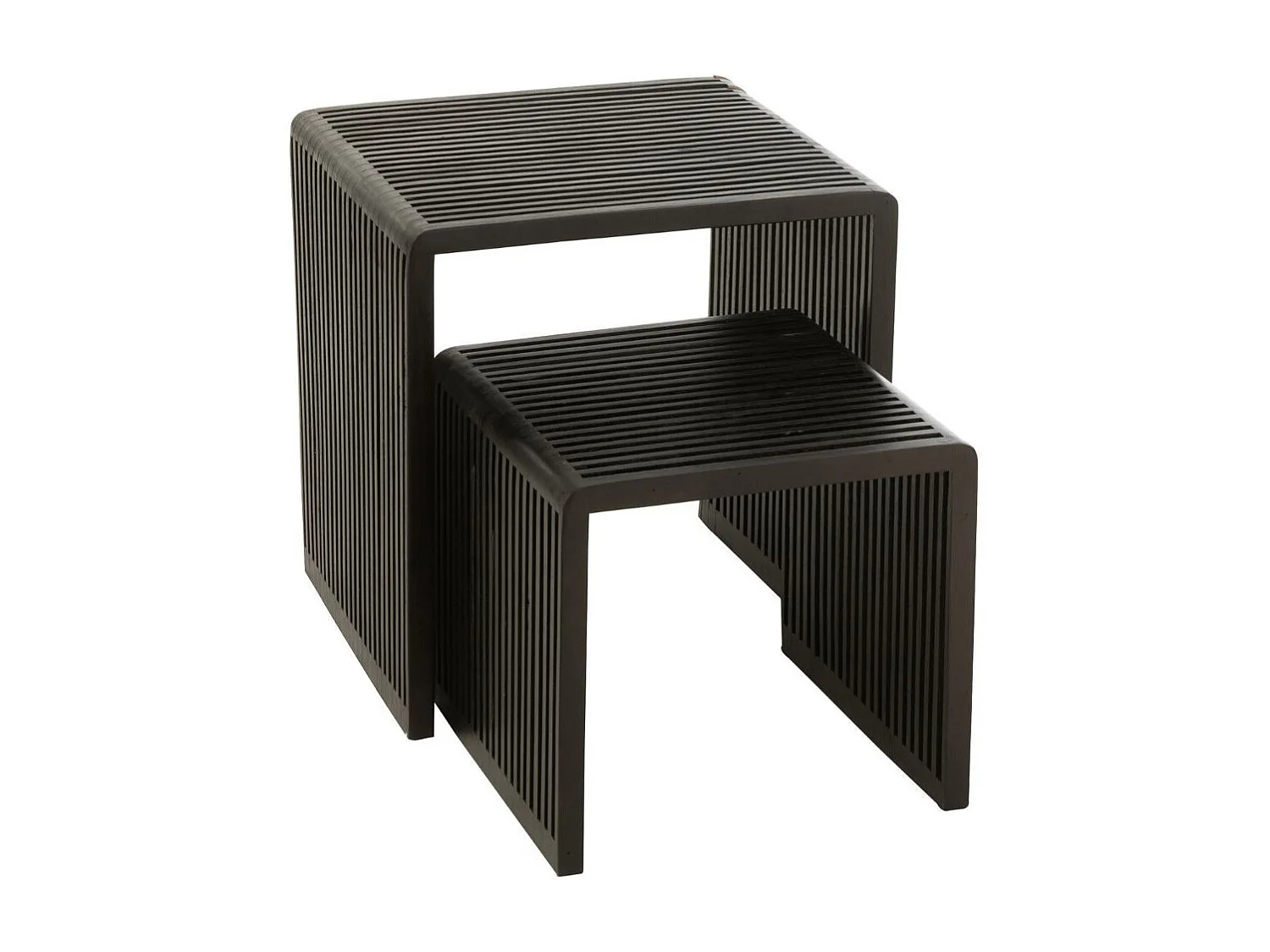 Lot de 2 Tables Basses en Bois "Teck" 50cm Noir