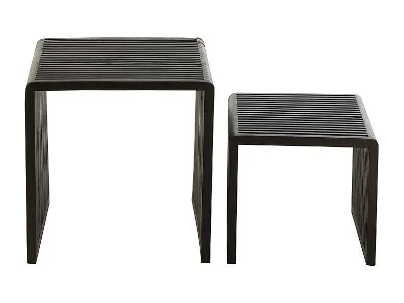 Lot de 2 Tables Basses en Bois "Teck" 50cm Noir