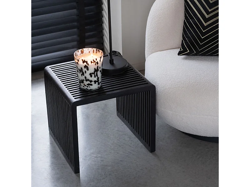 Lot de 2 Tables Basses en Bois "Teck" 50cm Noir