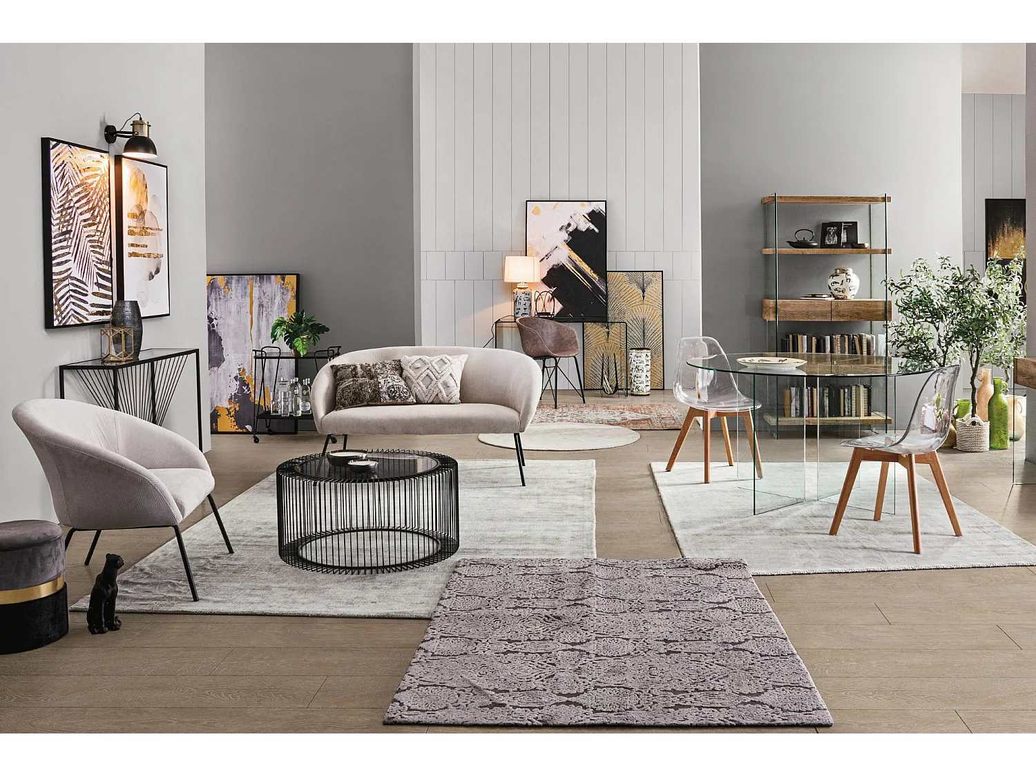 Table basse ronde en verre et en métal noir D80 - SPIRALE