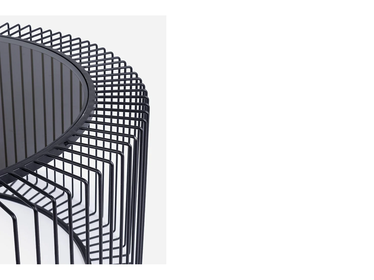 Table basse ronde en verre et en métal noir D80 - SPIRALE