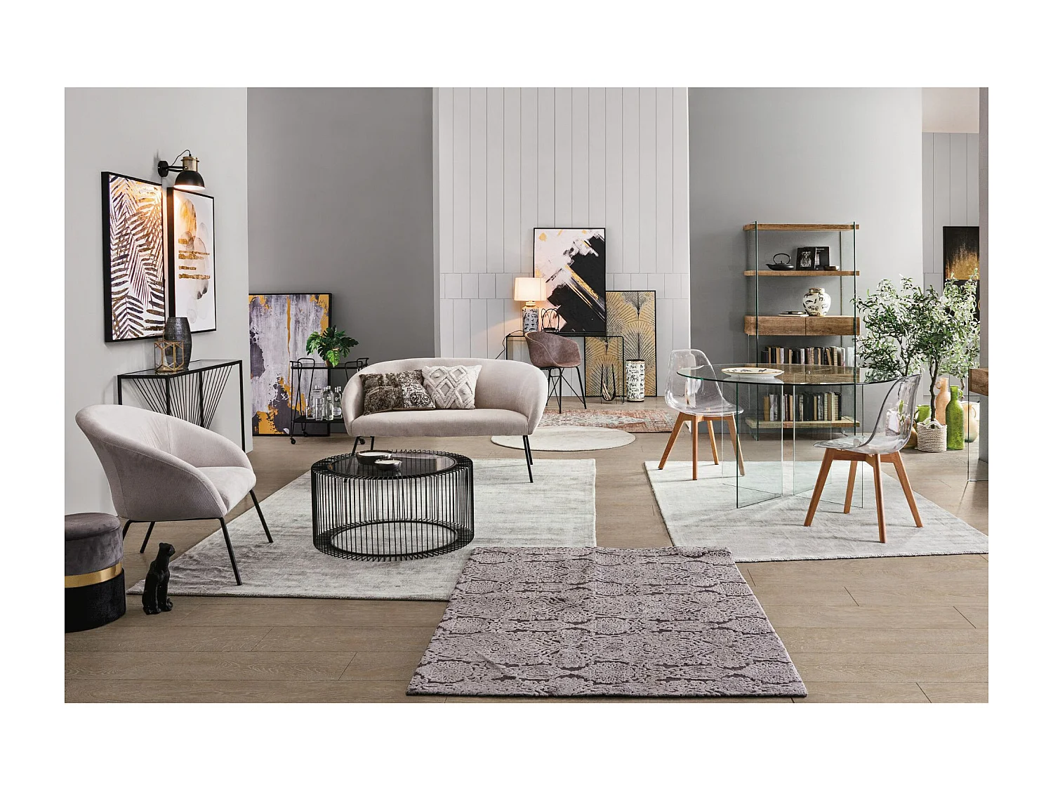 Table basse ronde en verre et en métal noir D80 - SPIRALE