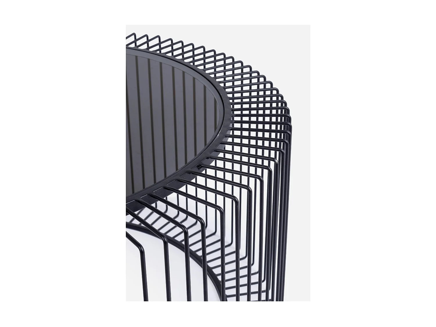 Table basse ronde en verre et en métal noir D80 - SPIRALE