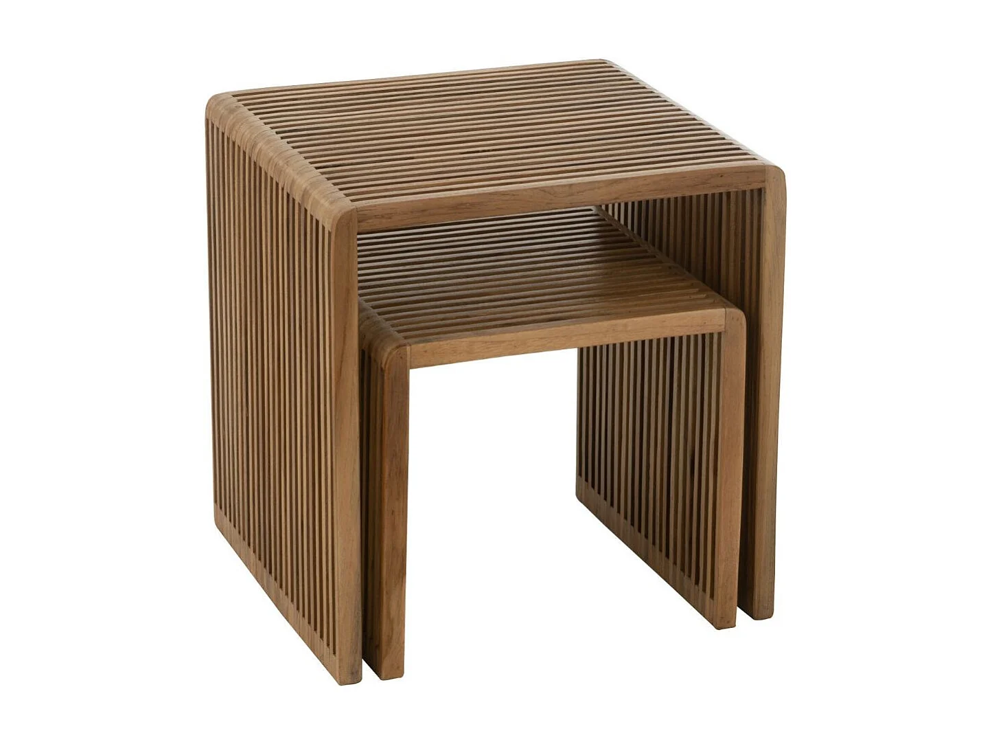 Lot de 2 Tables Basses en Bois "Teck" 50cm Naturel