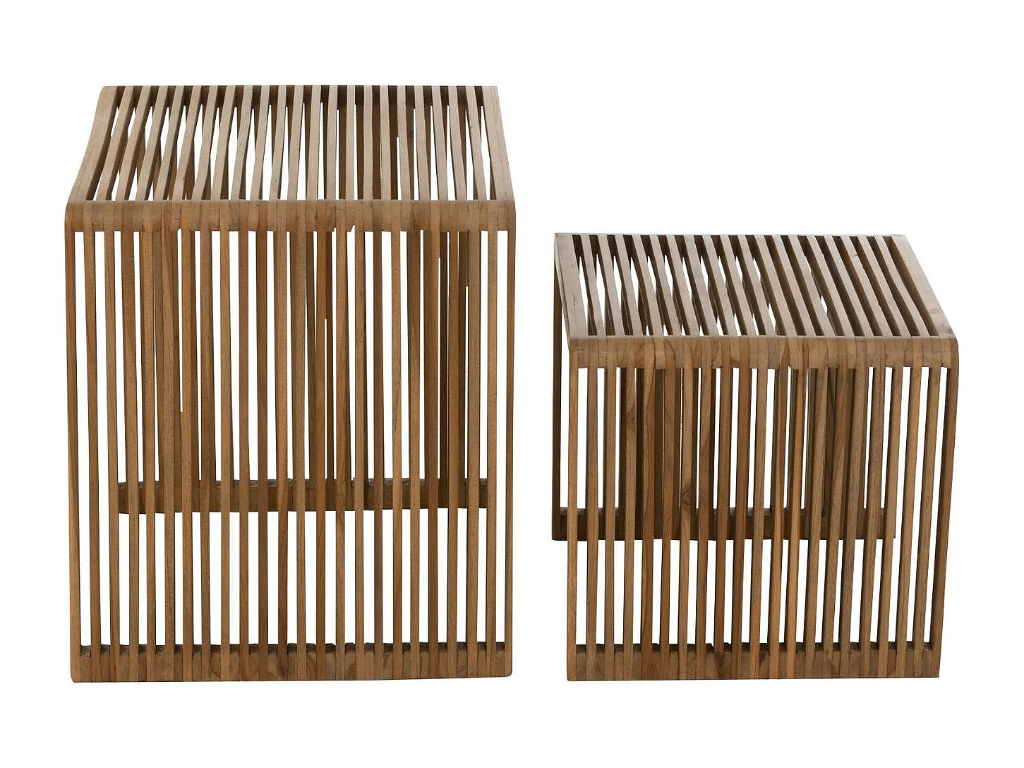 Lot de 2 Tables Basses en Bois "Teck" 50cm Naturel