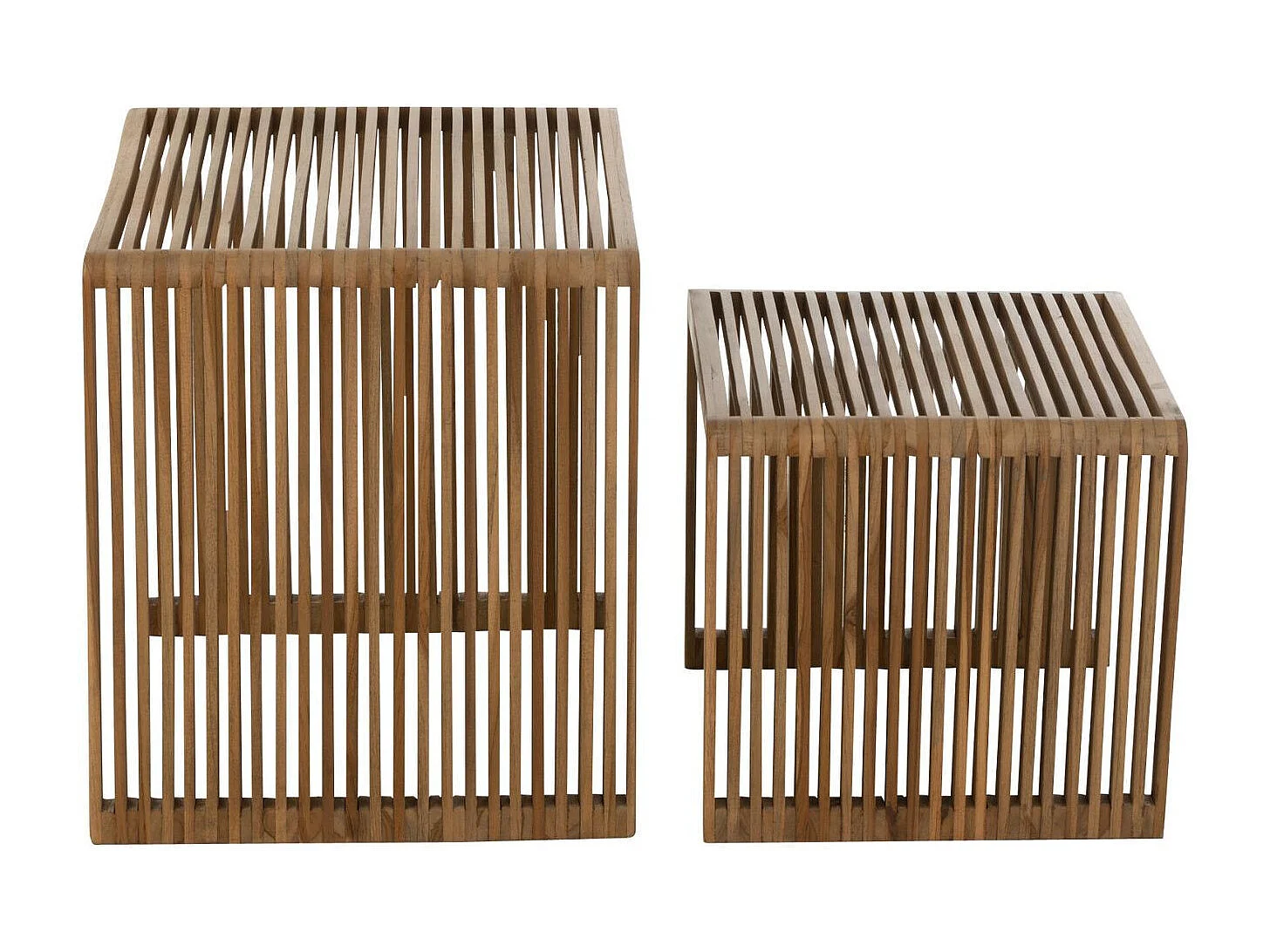 Lot de 2 Tables Basses en Bois "Teck" 50cm Naturel