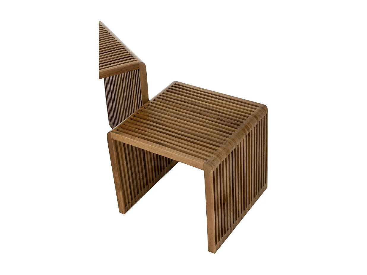 Lot de 2 Tables Basses en Bois "Teck" 50cm Naturel