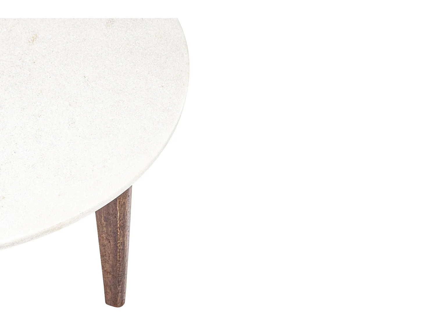 Table basse ronde vintage en manguier et marbre blanc D60 - BLANY