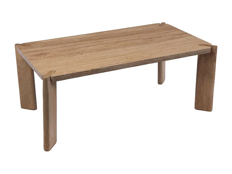 Table basse rectangulaire en marbre et manguier L100 - ZAZA