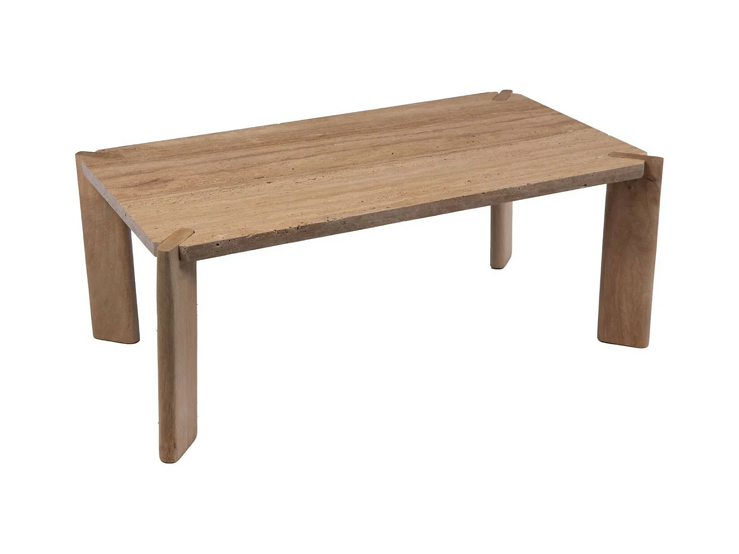Table basse rectangulaire en marbre et manguier L100 - ZAZA