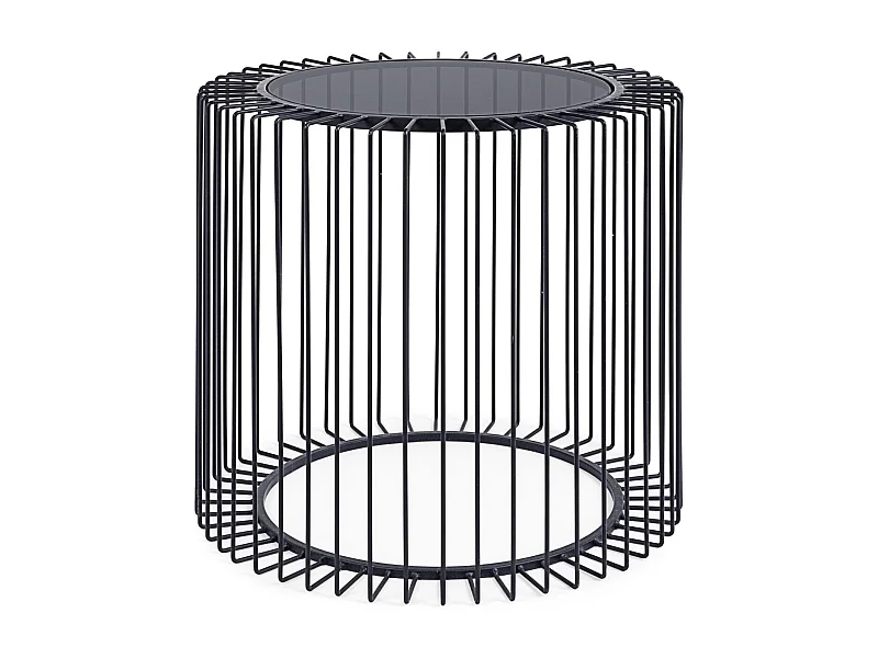 Table basse ronde en verre et en métal noir D50 - SPIRALE