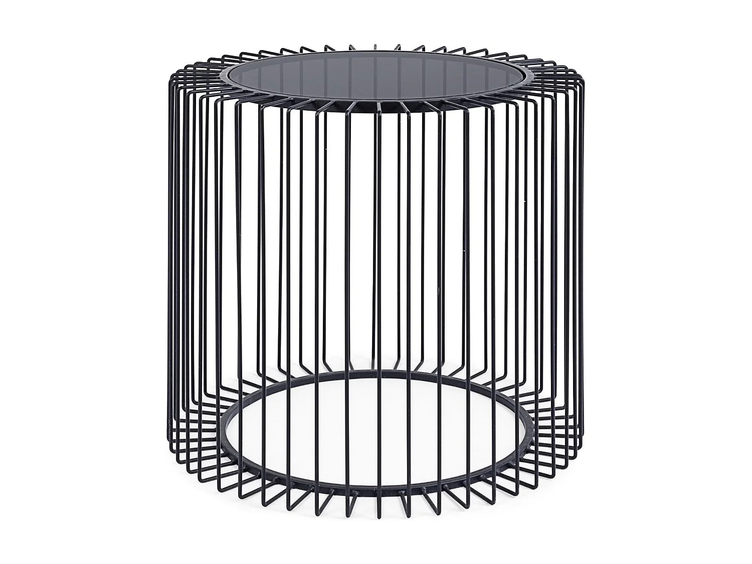 Table basse ronde en verre et en métal noir D50 - SPIRALE