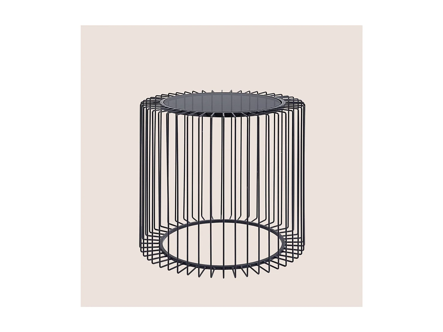 Table basse ronde en verre et en métal noir D50 - SPIRALE