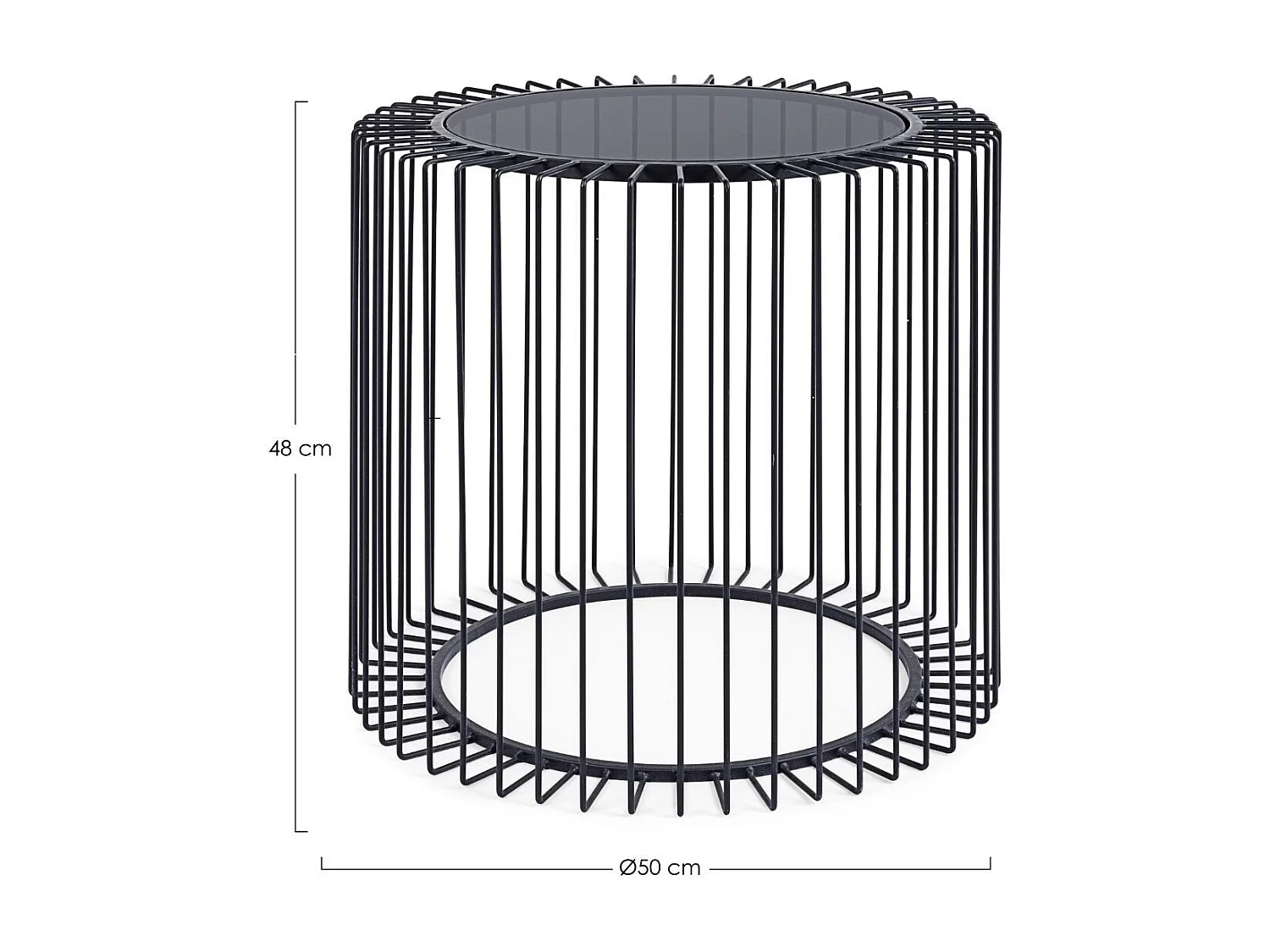 Table basse ronde en verre et en métal noir D50 - SPIRALE
