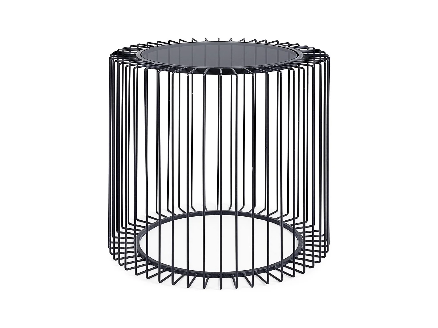Table basse ronde en verre et en métal noir D50 - SPIRALE