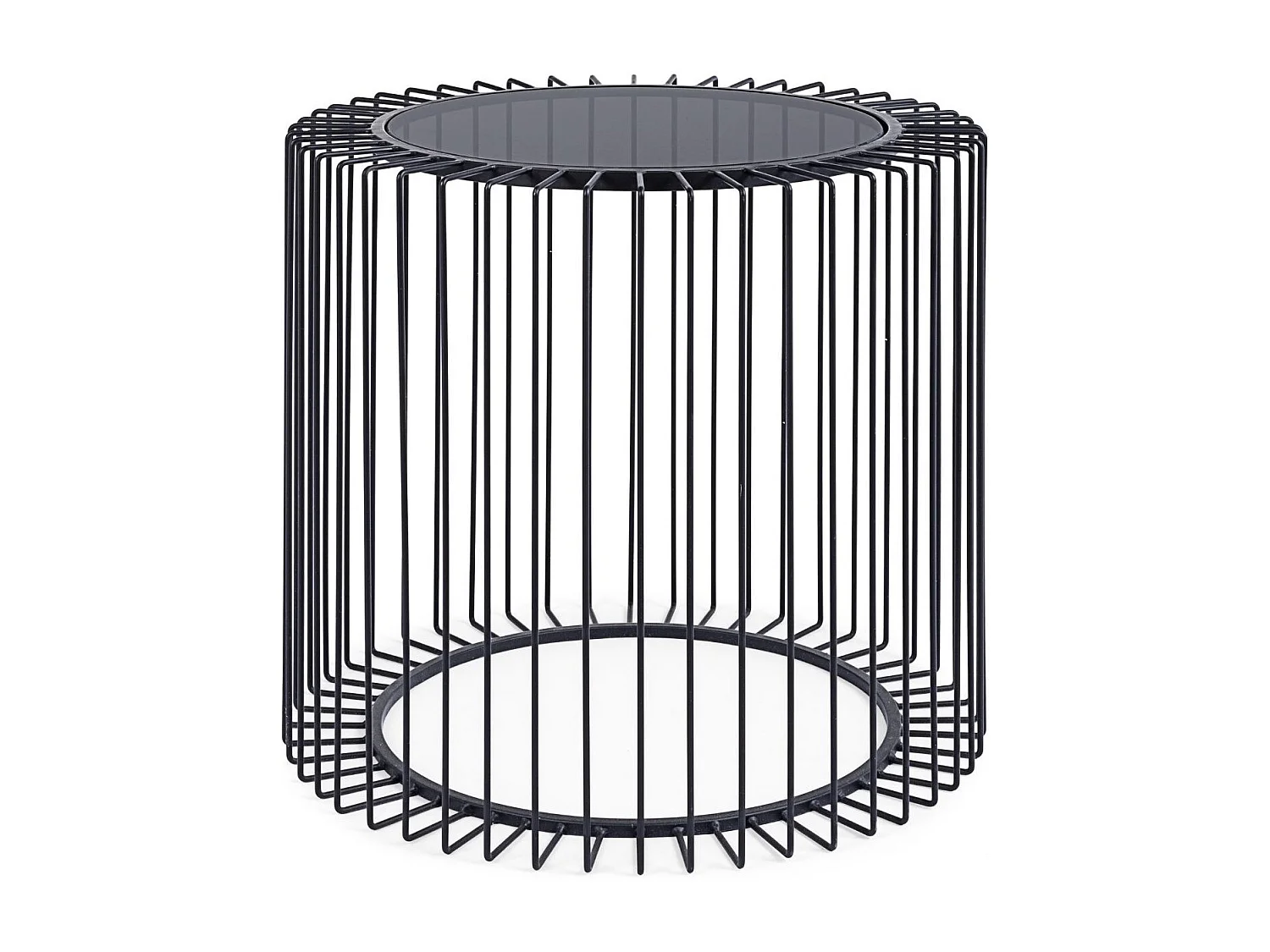 Table basse ronde en verre et en métal noir D50 - SPIRALE