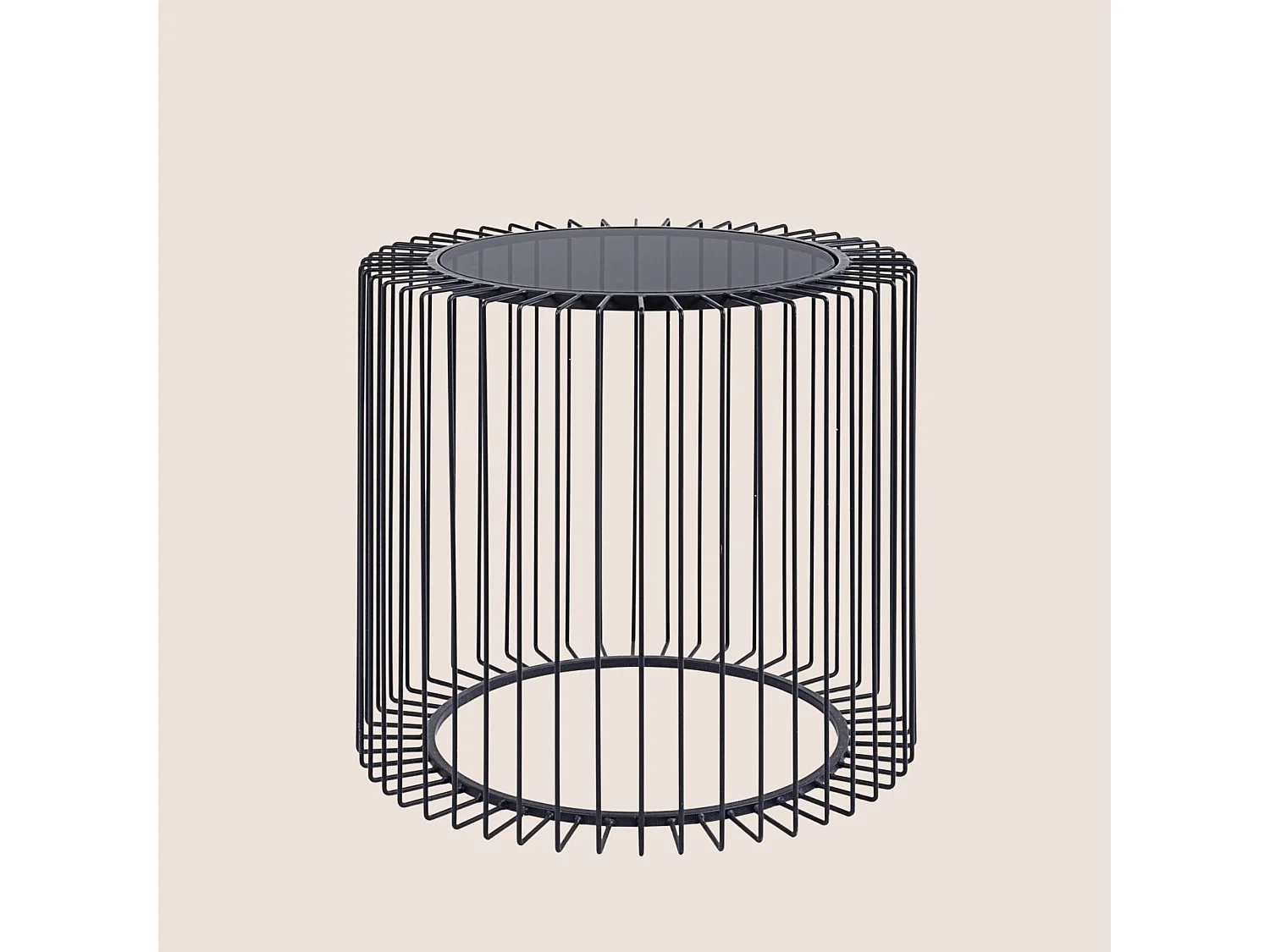 Table basse ronde en verre et en métal noir D50 - SPIRALE