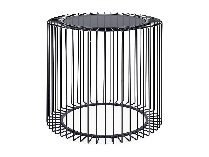 Table basse ronde en verre et en métal noir D50 - SPIRALE