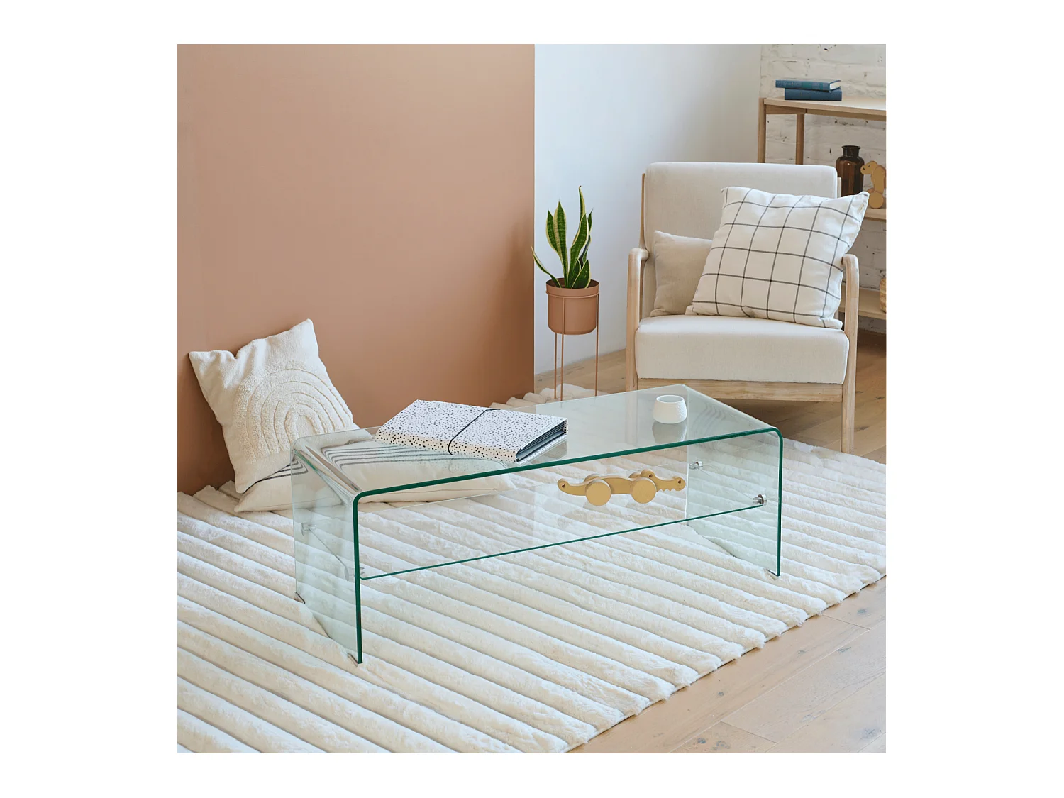 Table basse rectangulaire en verre double plateau L100 - IDORA