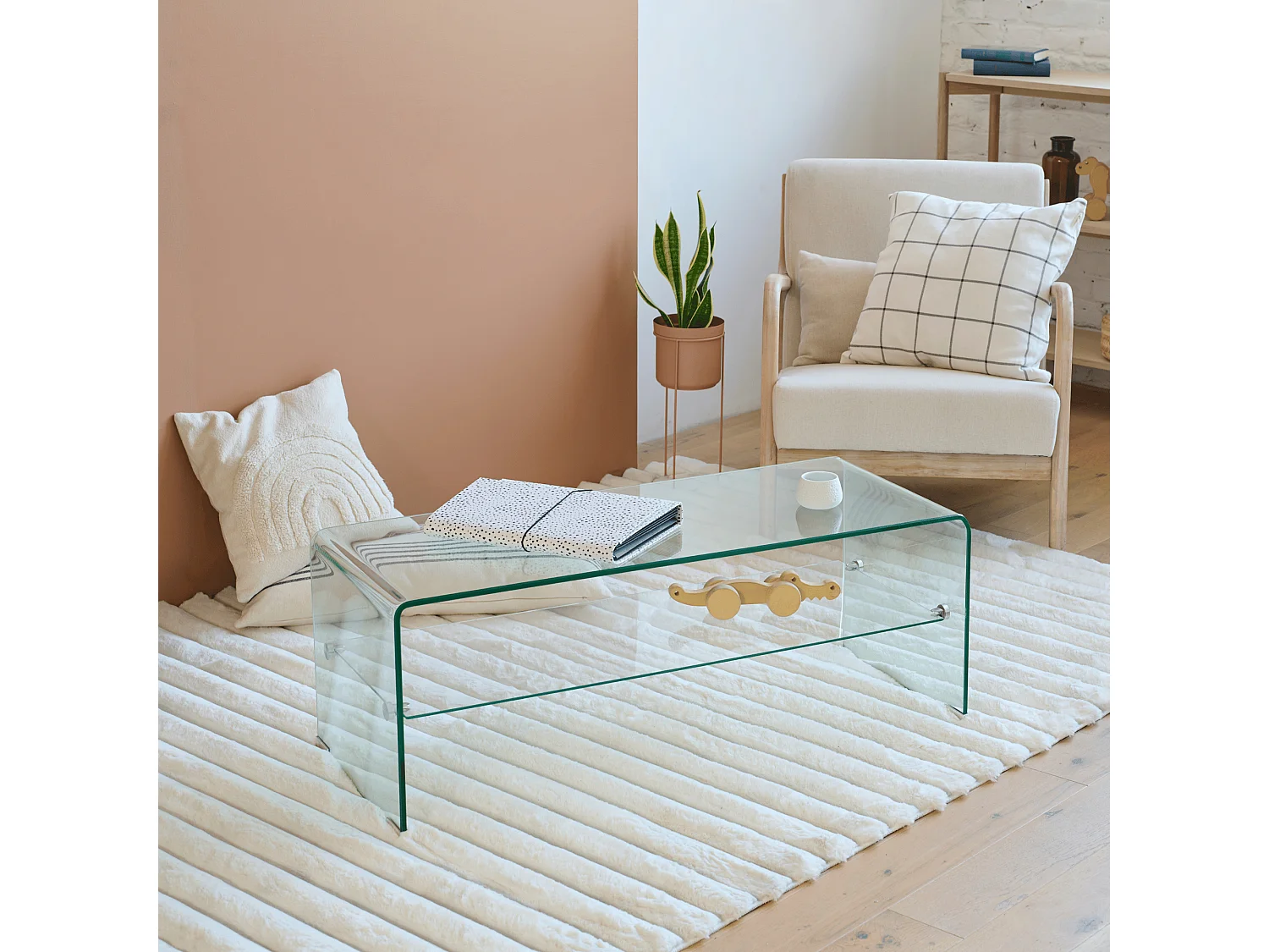 Table basse rectangulaire en verre double plateau L100 - IDORA