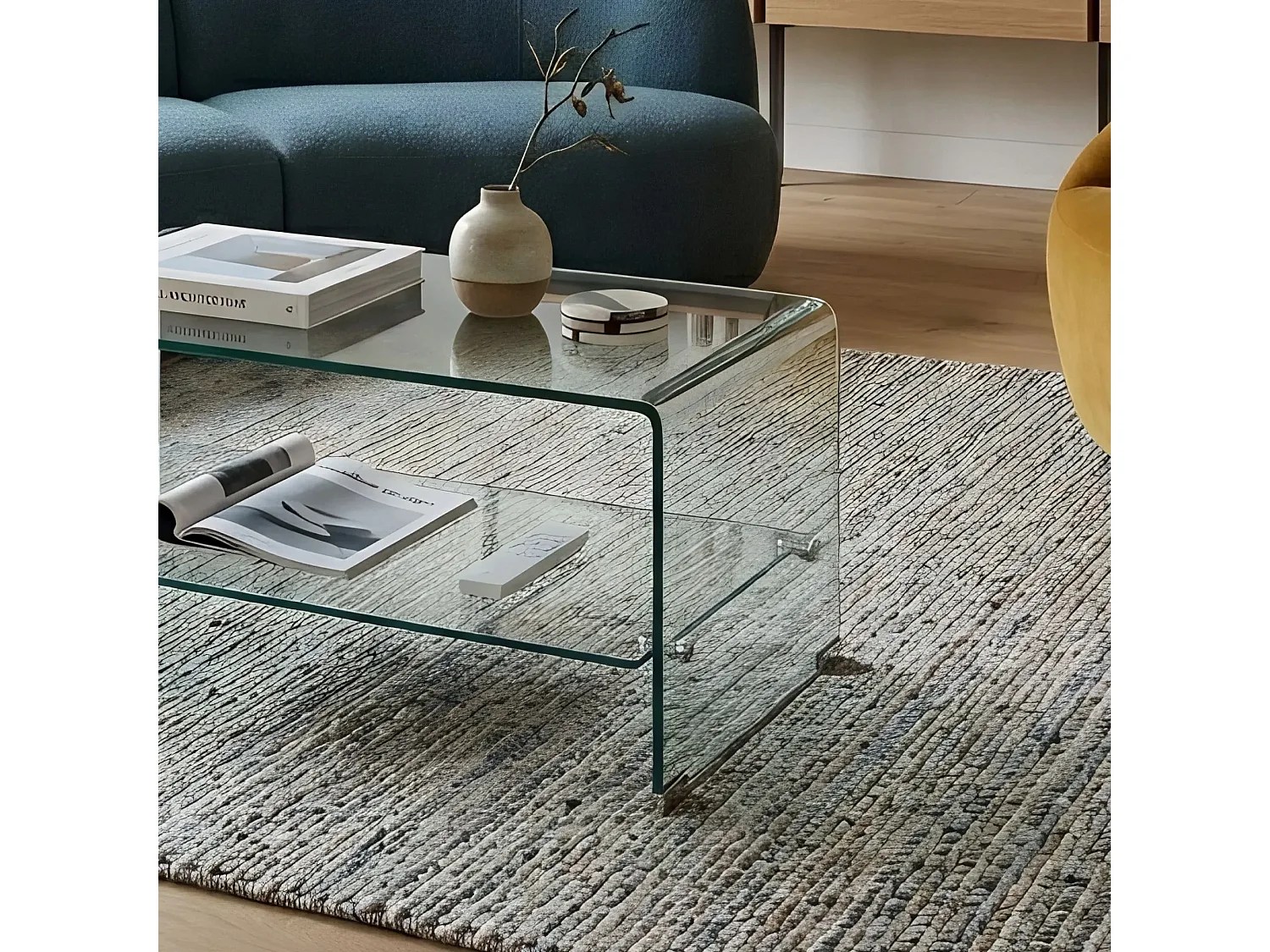 Table basse rectangulaire en verre double plateau L100 - IDORA