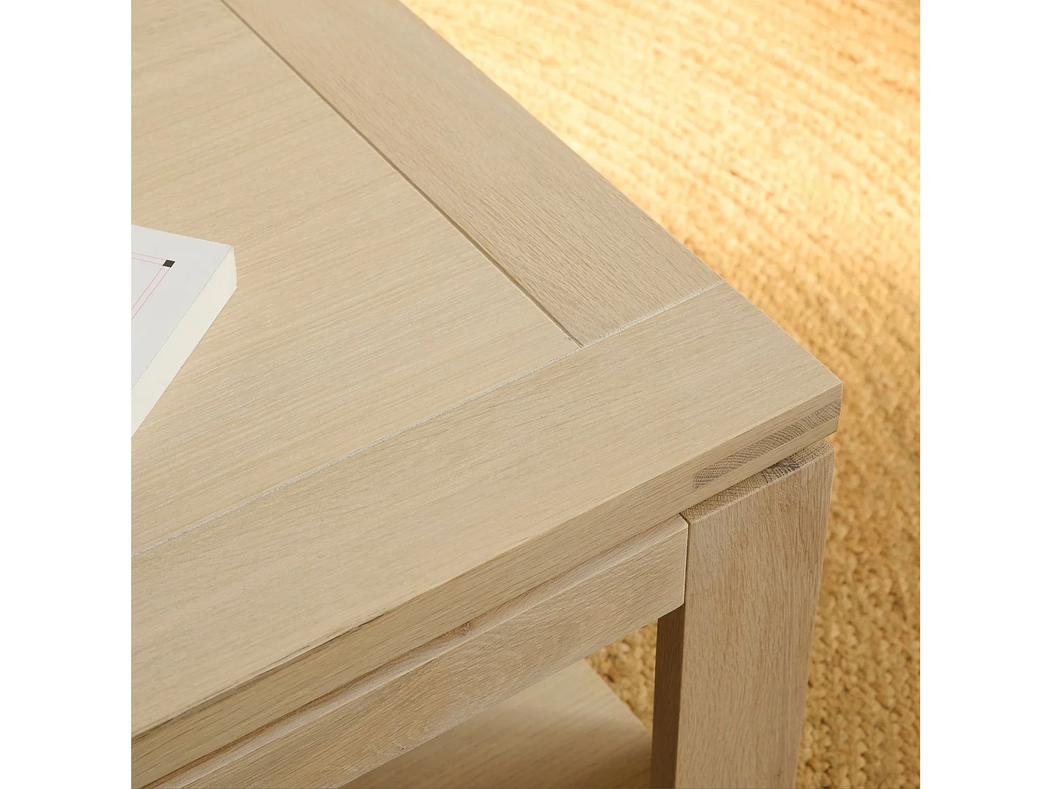 Table basse rectangulaire bois chêne blanchi massif - BOSTON