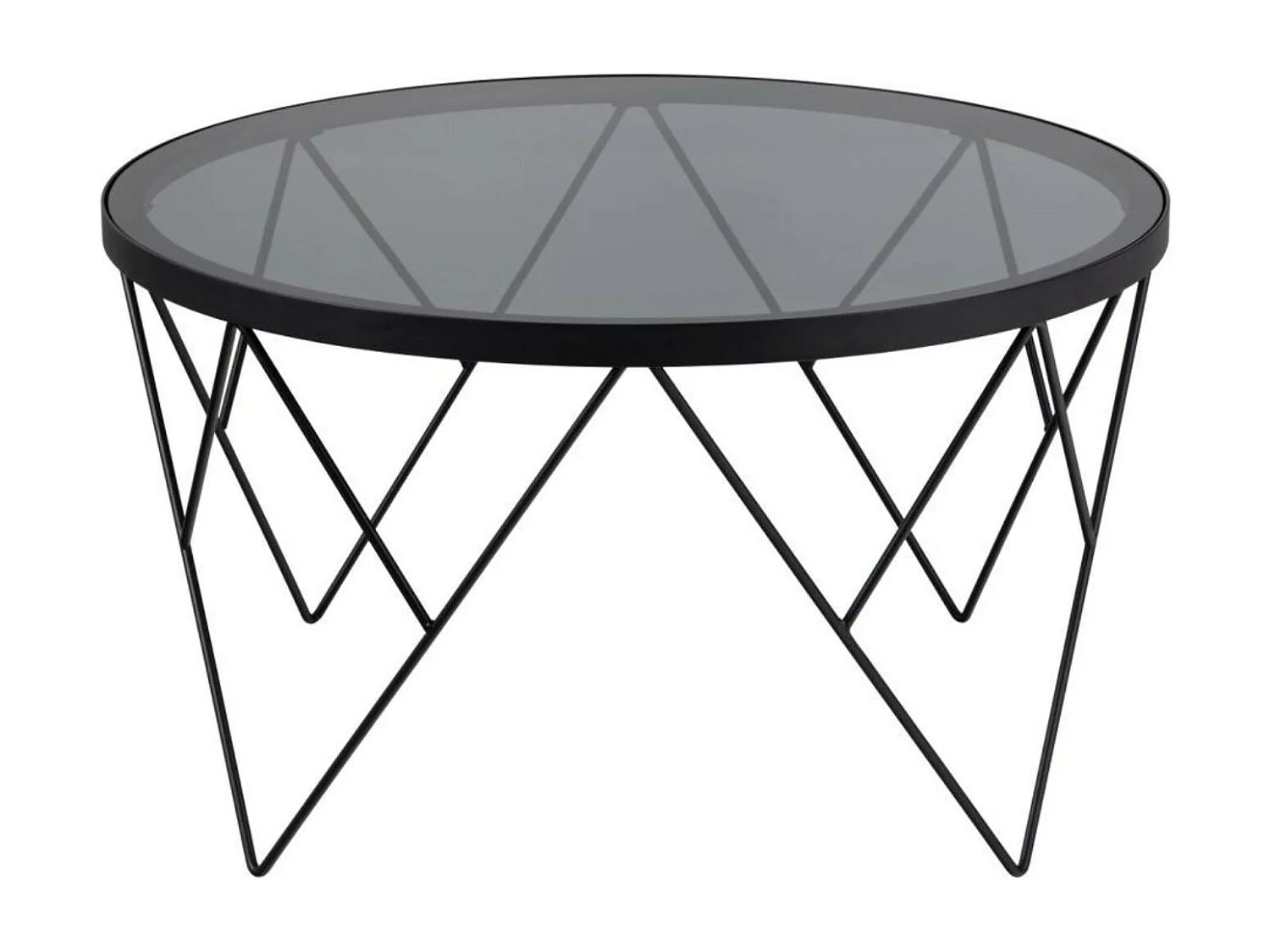 Table basse ronde en verre fumé et métal noir D80 - BROMLEY