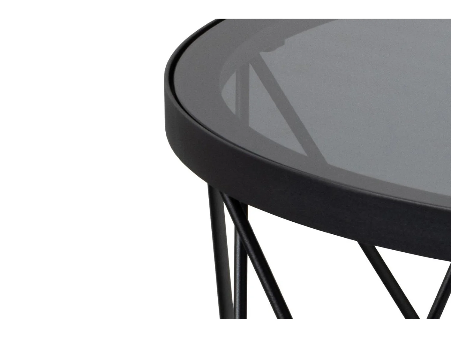 Table basse ronde en verre fumé et métal noir D80 - BROMLEY