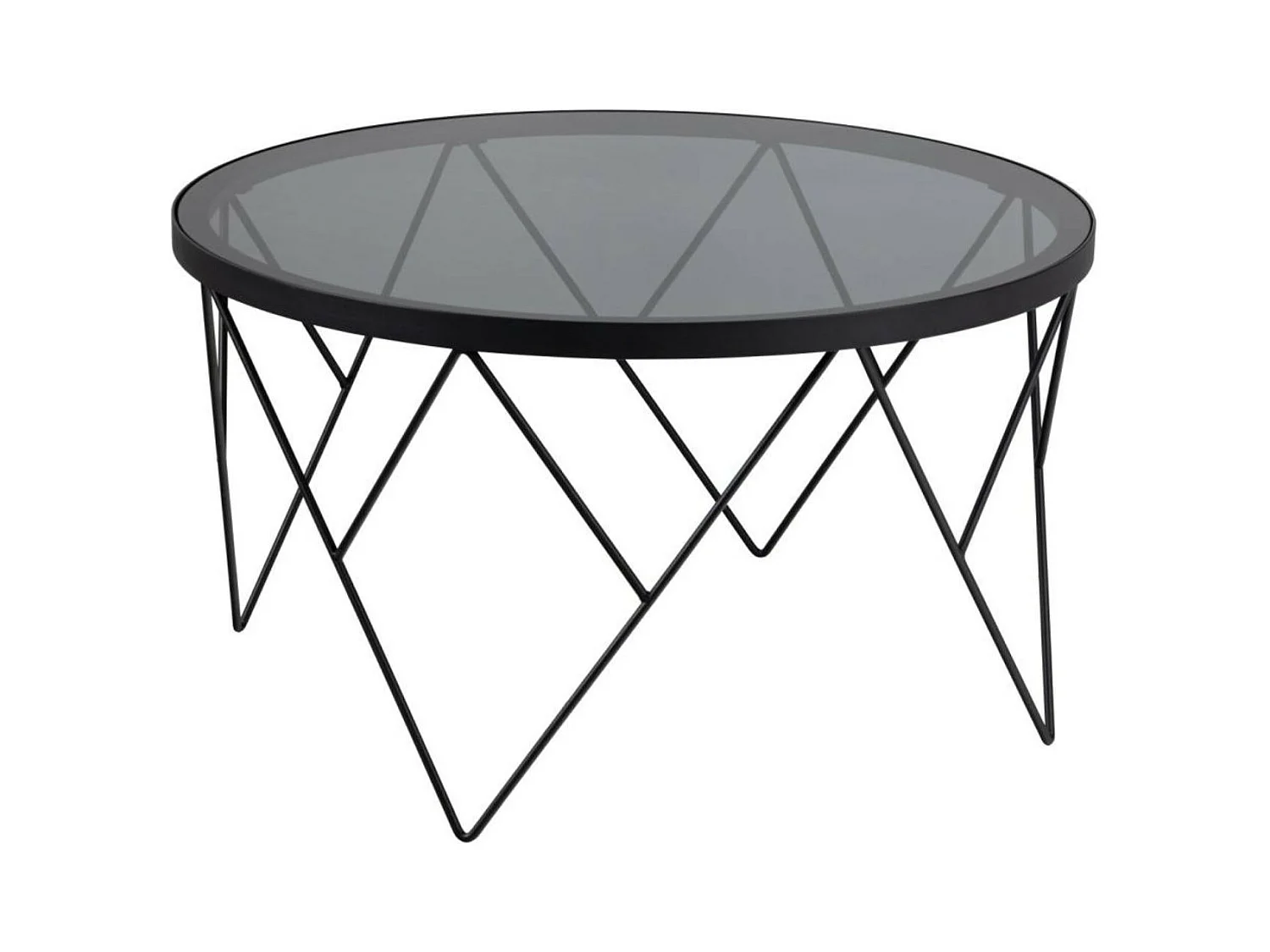 Table basse ronde en verre fumé et métal noir D80 - BROMLEY