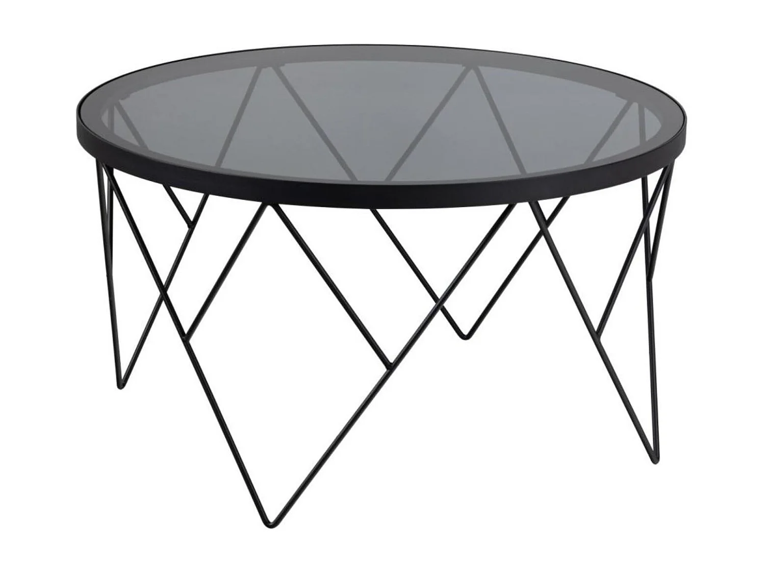 Table basse ronde en verre fumé et métal noir D80 - BROMLEY