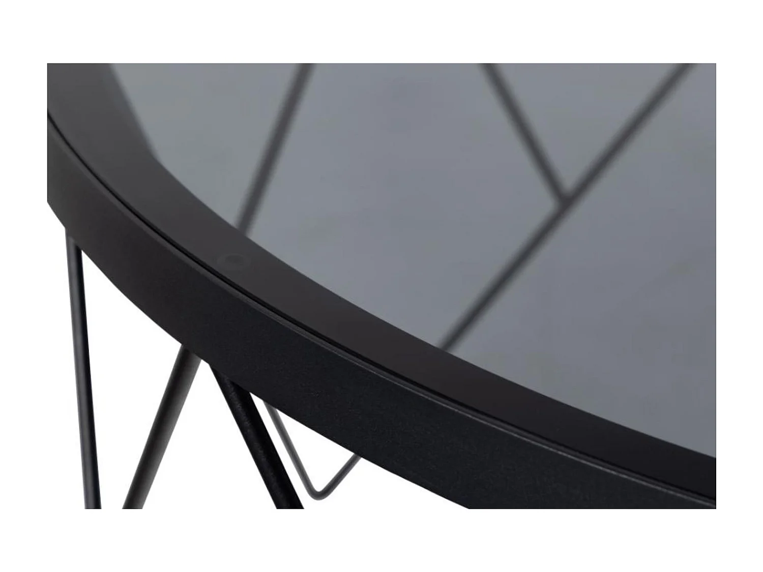 Table basse ronde en verre fumé et métal noir D80 - BROMLEY