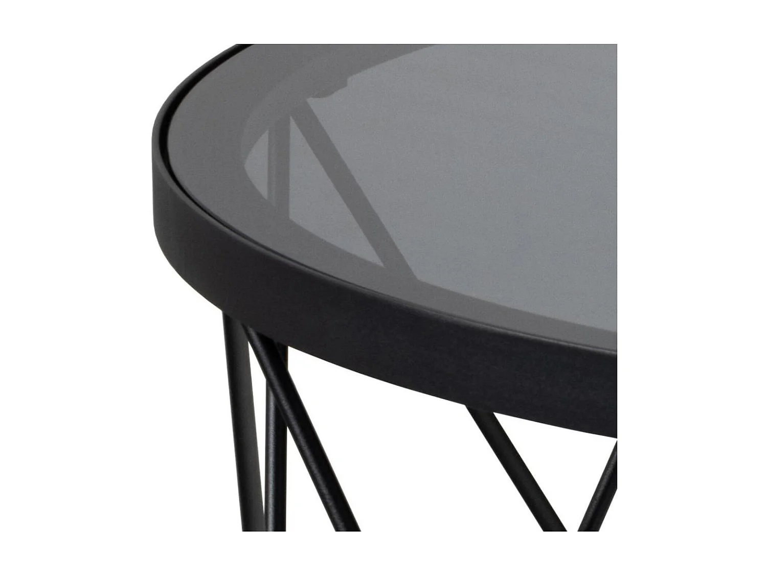 Table basse ronde en verre fumé et métal noir D80 - BROMLEY