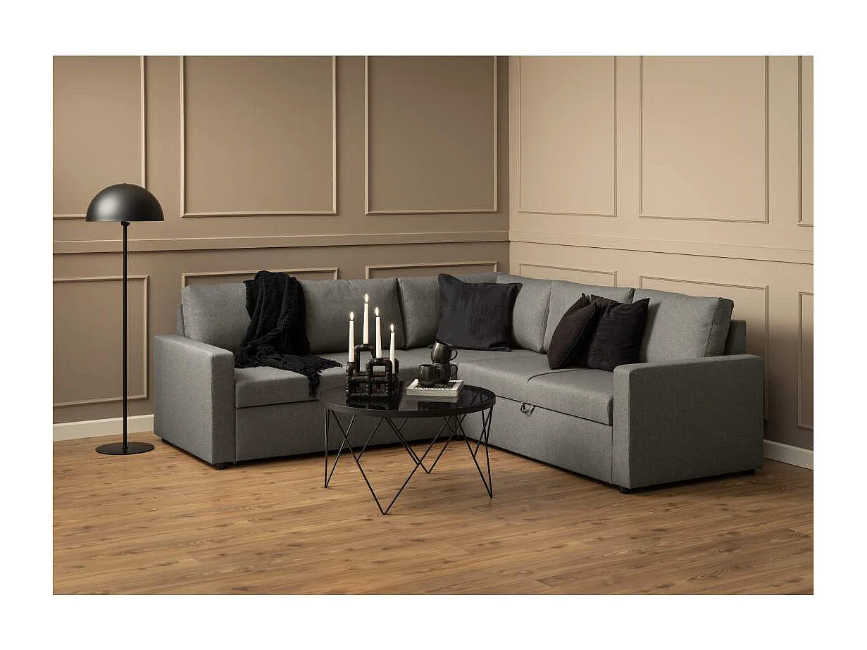 Table basse ronde en verre fumé et métal noir D80 - BROMLEY