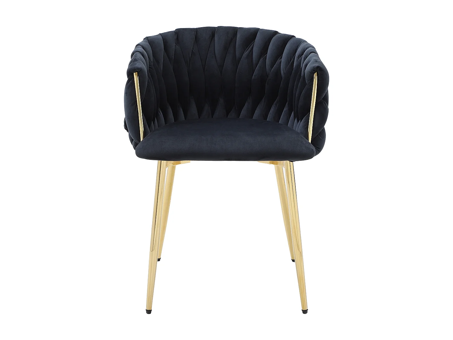 Set van 6 stoelen met armleuningen in fluweel en goudkleurig metaal - Zwart - ELEGANO