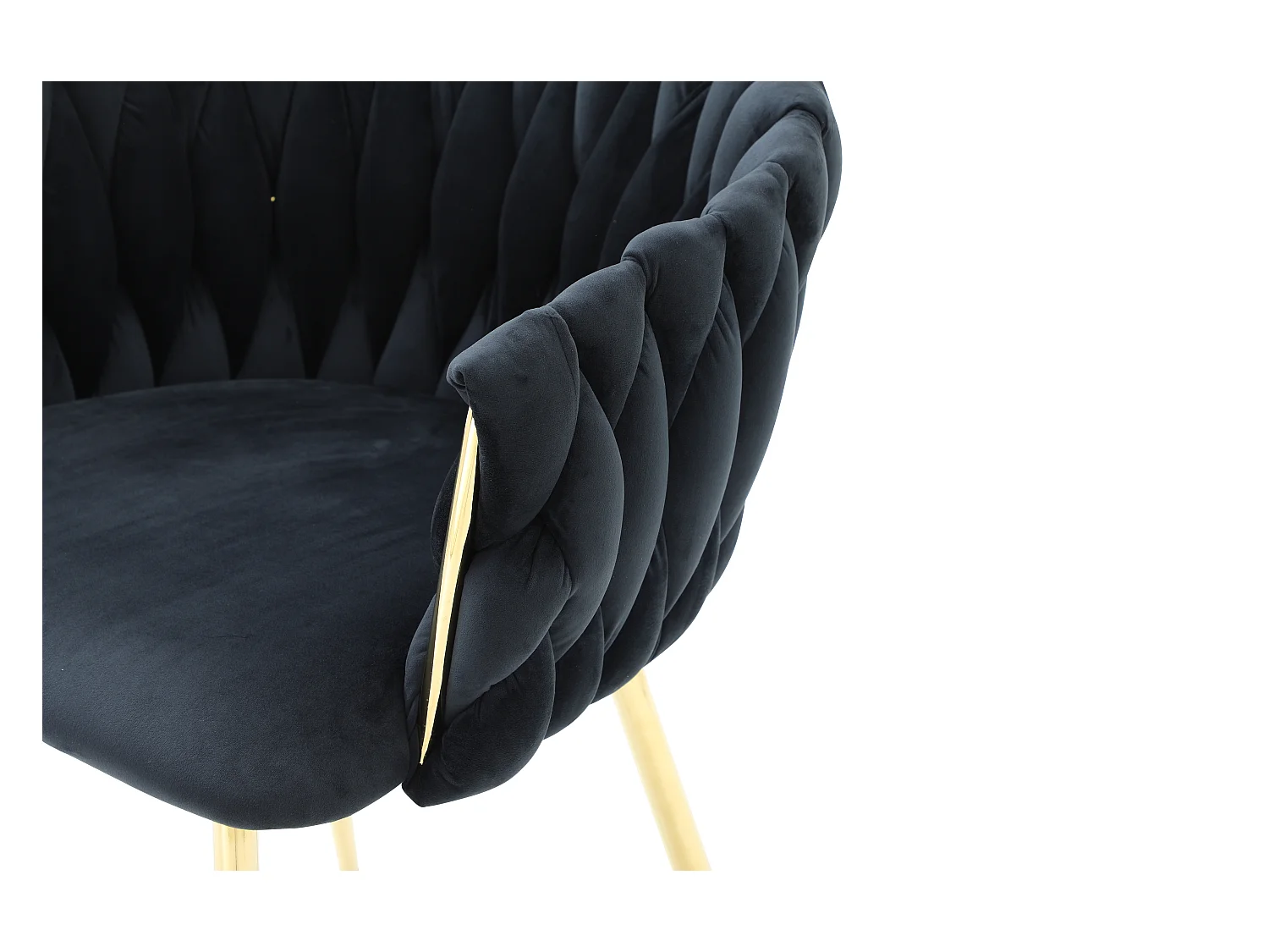 Conjunto de 6 sillas con apoyabrazos de terciopelo y metal dorado - Negro - ELEGANO