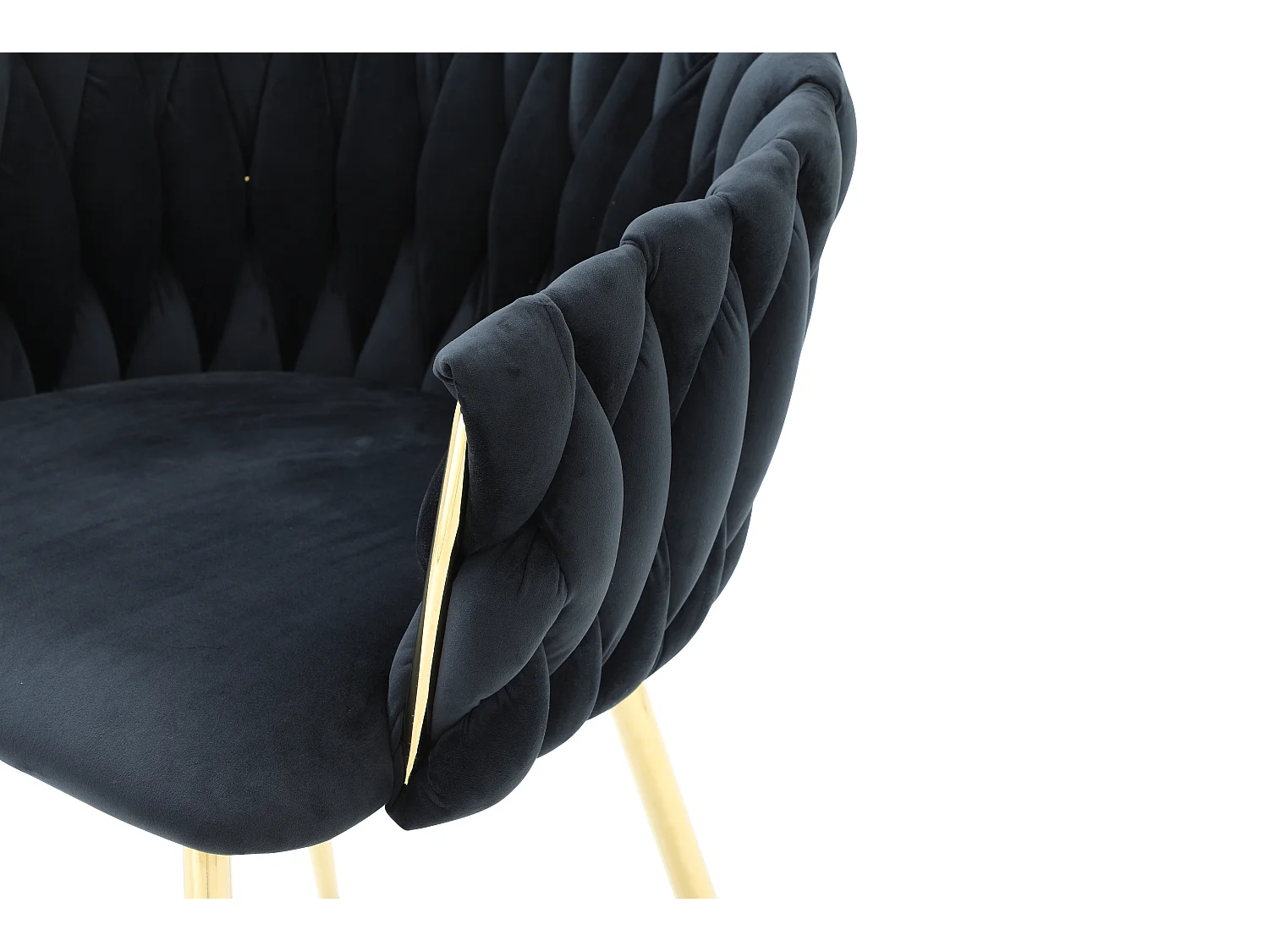 Lot de 6 chaises avec accoudoirs en velours et métal doré - Noir - ELEGANO