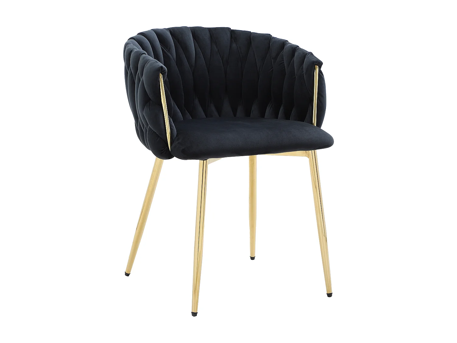 Lot de 6 chaises avec accoudoirs en velours et métal doré - Noir - ELEGANO