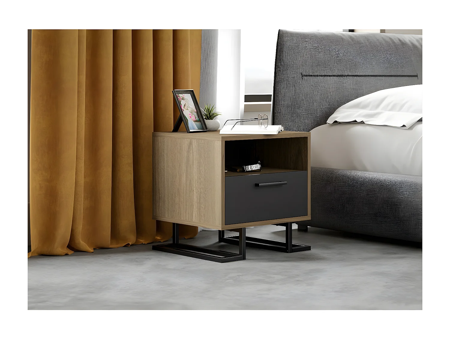 Nachtkastje Full Moon - Zwart - 50x45x50 cm - EPIKASA