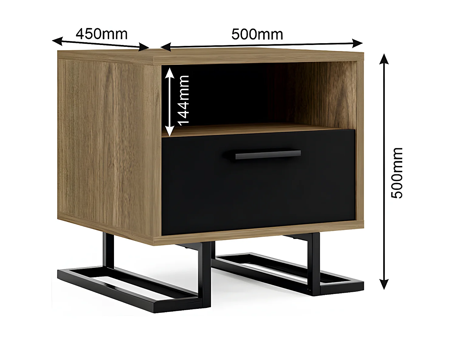 Nachtkastje Full Moon - Zwart - 50x45x50 cm - EPIKASA