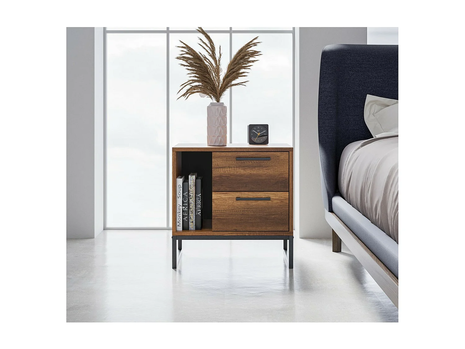 Nachtkastje Yukon - Walnoot - 55x40x55 cm - EPIKASA