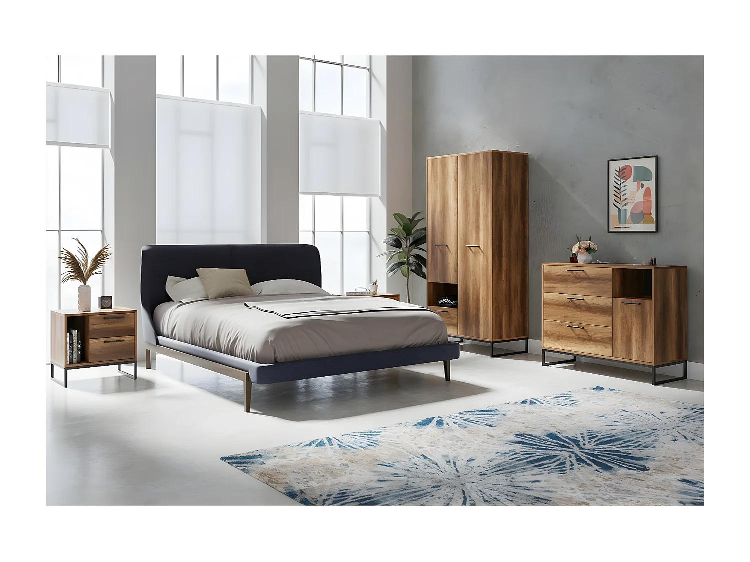 Table de Chevet Yukon, Noyer, 55x40x55 cm, EPIKASA