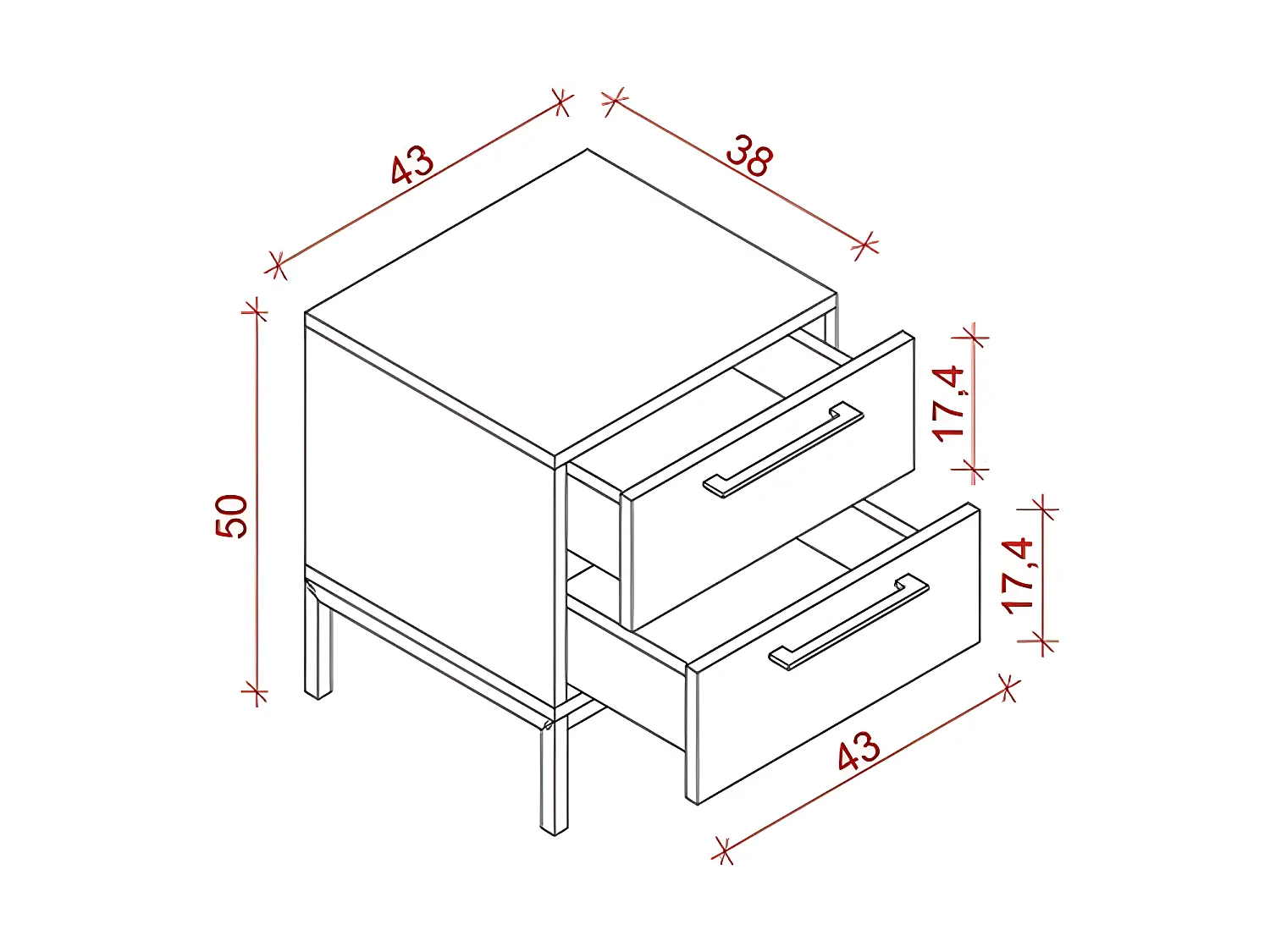 Mesa de Cabeceira Volga, Antracite, 43x38x50 cm, EPIKASA