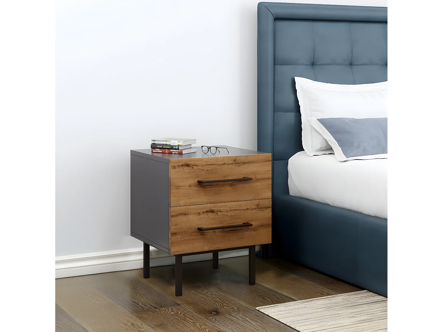 Mesa de Cabeceira Volga, Antracite, 43x38x50 cm, EPIKASA